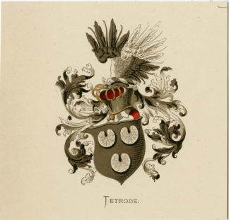 Antique Print - TETRODE-COAT OF ARMS-FAMILY CREST-WENNING after VORSTERMAN - 1885