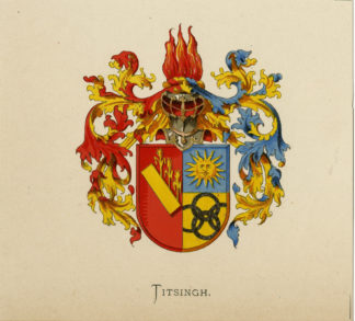Antique Print - TITSINGH-COAT OF ARMS-FAMILY CREST-WENNING after VORSTERMAN - 1885