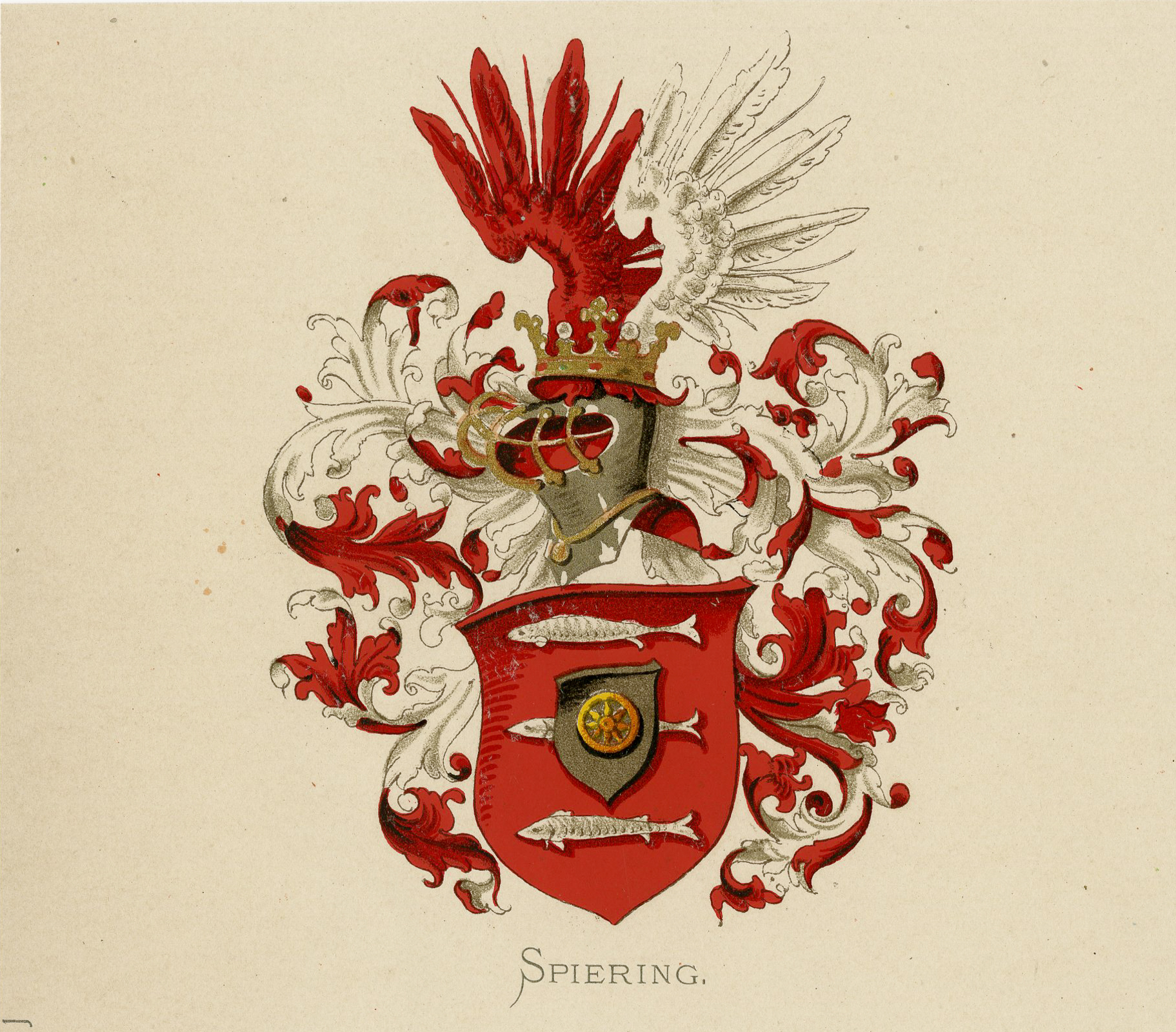 Pco 7605 416x365 Antique Print - SPIERING-COAT OF ARMS-FAMILY CREST-WENNING after VORSTERMAN - 1885
