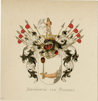 Antique Print - SIEUWERTSZ VAN REESEMA-COAT OF ARMS-FAMILY CREST-WENNING after VORSTERMAN - 1885
