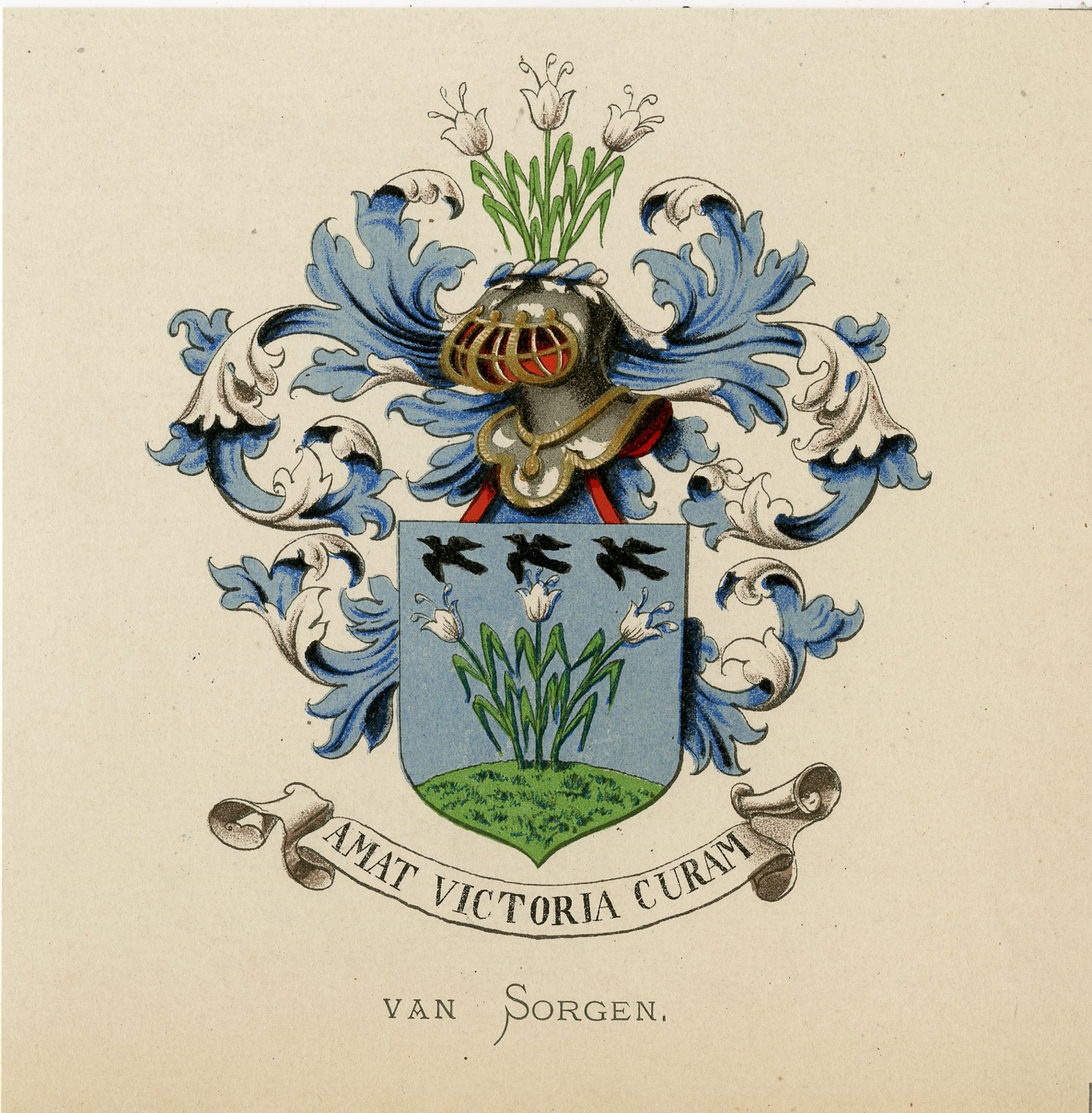 , Antique Print – VAN SORGEN-COAT OF ARMS-FAMILY CREST-WENNING after VORSTERMAN – 1885, Pictura Antique Prints