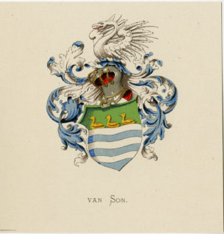 Antique Print - VAN SON-COAT OF ARMS-FAMILY CREST-WENNING after VORSTERMAN - 1885