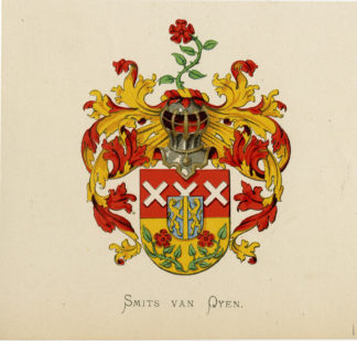 Antique Print - SMITS VAN QYEN-COAT OF ARMS-FAMILY CREST-WENNING after VORSTERMAN - 1885