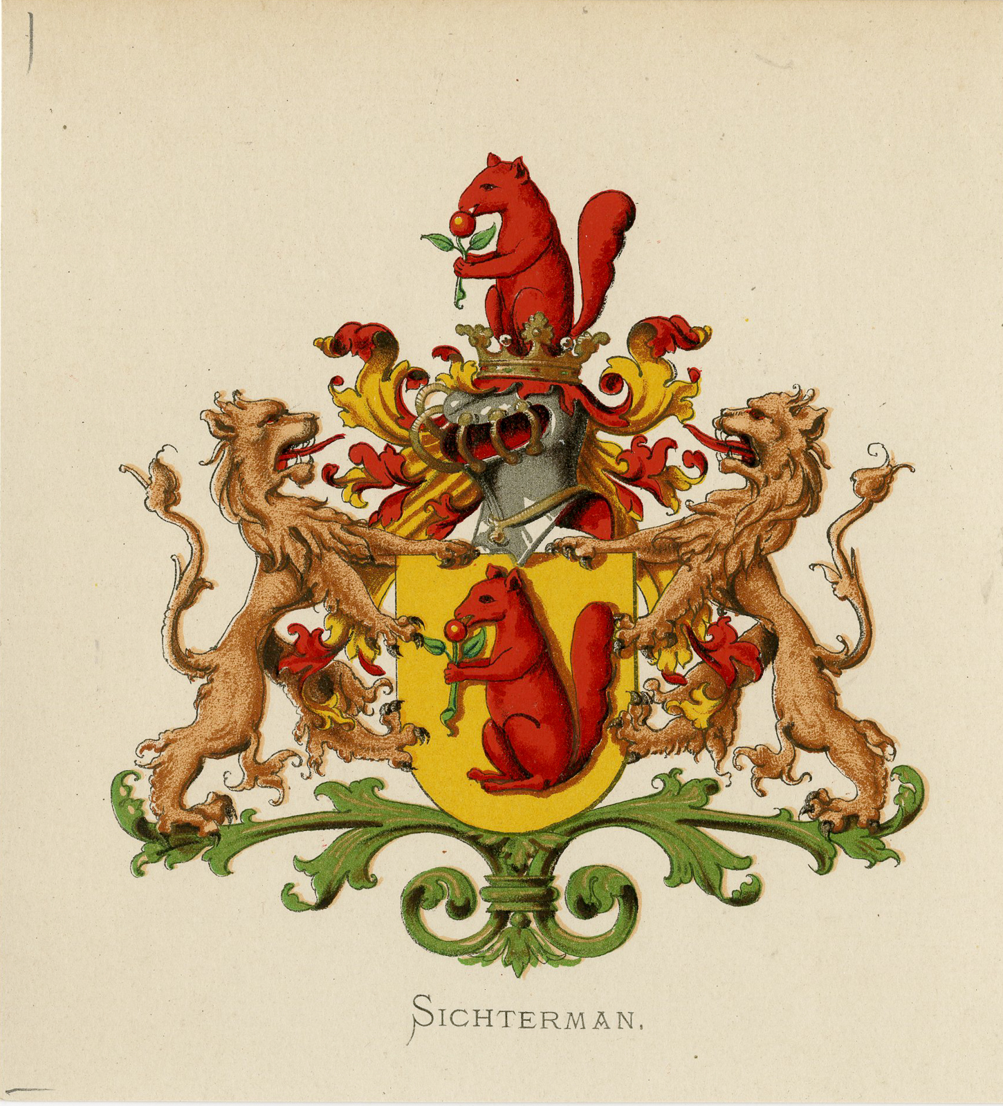Pco 7618 416x459 Antique Print - SICHTERMAN-COAT OF ARMS-FAMILY CREST-WENNING after VORSTERMAN - 1885