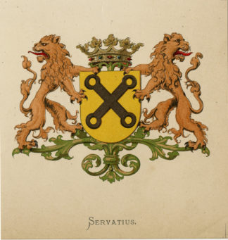 Antique Print - SERVATIUS-COAT OF ARMS-FAMILY CREST-WENNING after VORSTERMAN - 1885