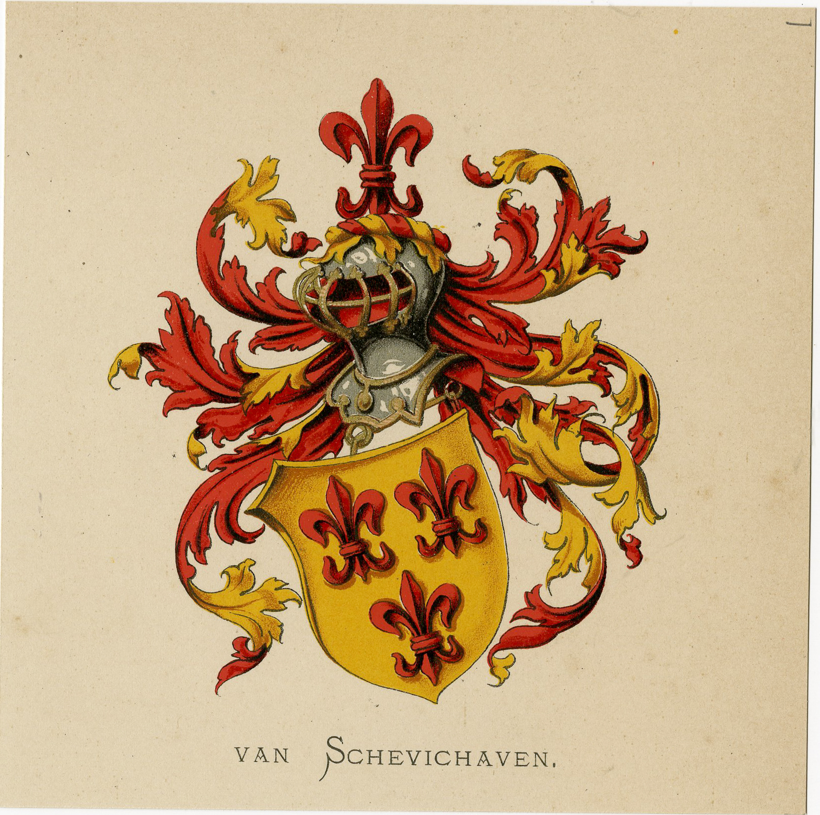 Pco 7620 416x413 Antique Print - VAN SCHEVICHAVEN-COAT OF ARMS-FAMILY CREST-WENNING after VORSTERMAN - 1885