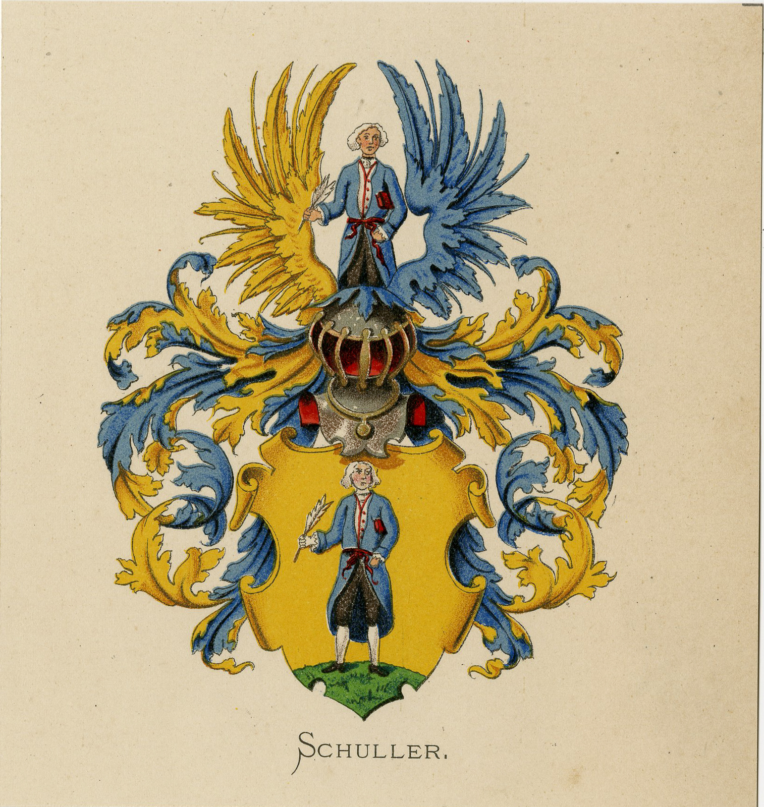 Pco 7621 416x440 Antique Print - SCHULLER-COAT OF ARMS-FAMILY CREST-WENNING after VORSTERMAN - 1885