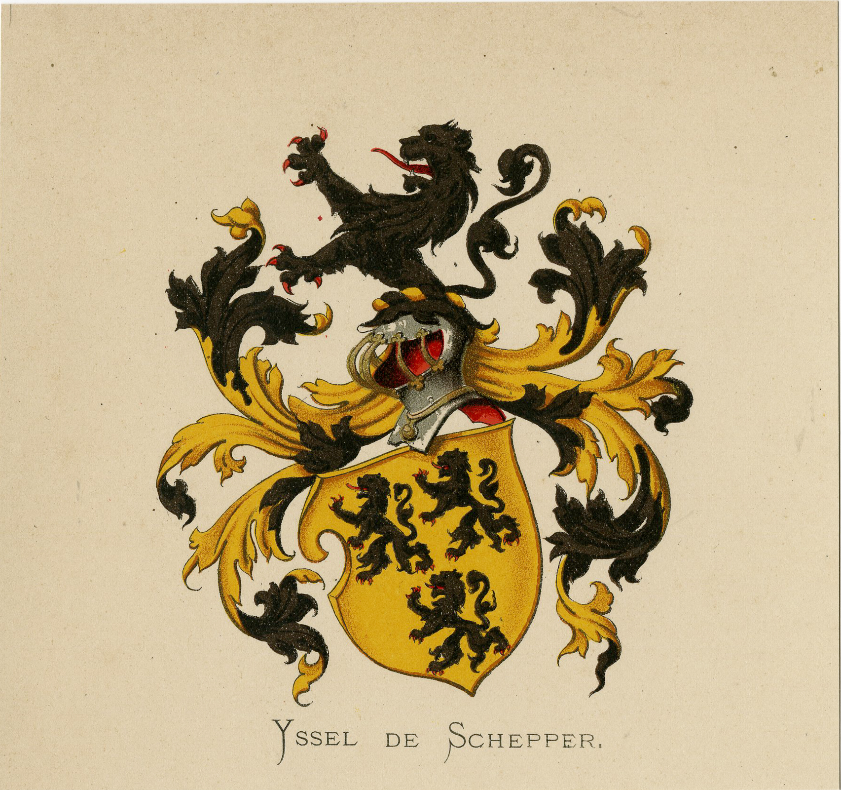 Pco 7622 416x390 Antique Print - YSSEL DE SCHEPPER-COAT OF ARMS-FAMILY CREST-WENNING after VORSTERMAN - 1885