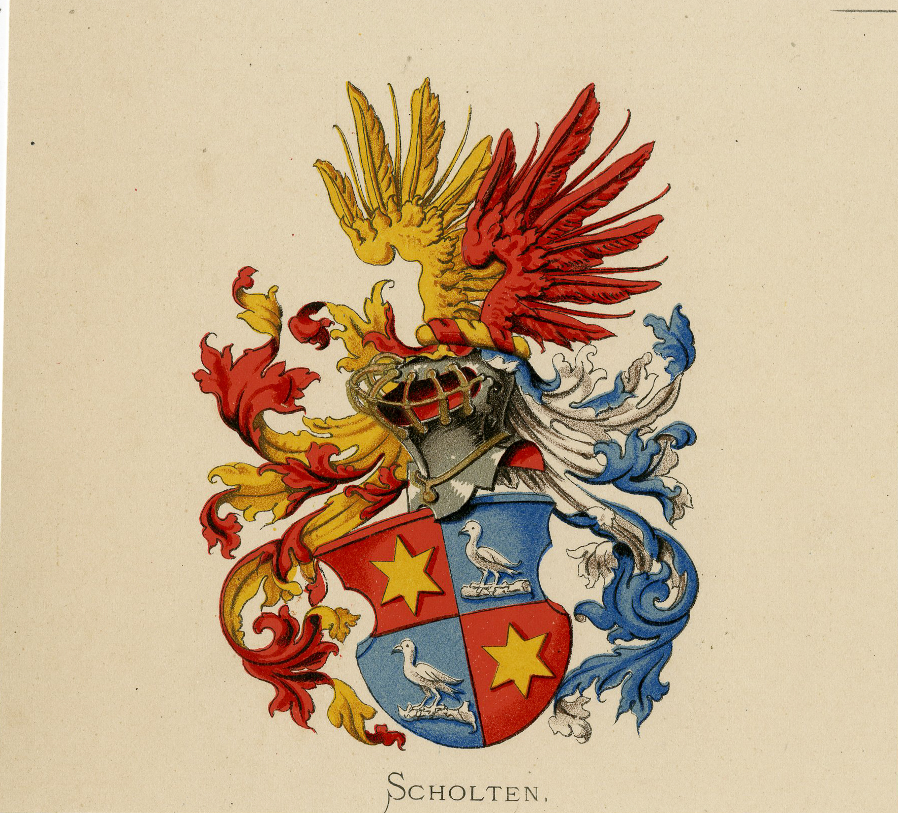 , Antique Print – SCHOLTEN-COAT OF ARMS-FAMILY CREST-WENNING after VORSTERMAN – 1885, Pictura Antique Prints