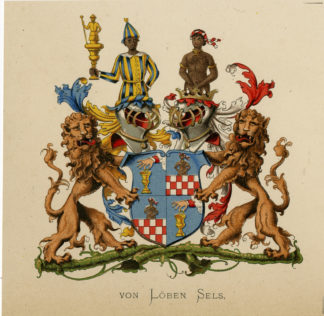 Antique Print - VON LÖBEN SELS-COAT OF ARMS-FAMILY CREST-WENNING after VORSTERMAN - 1885