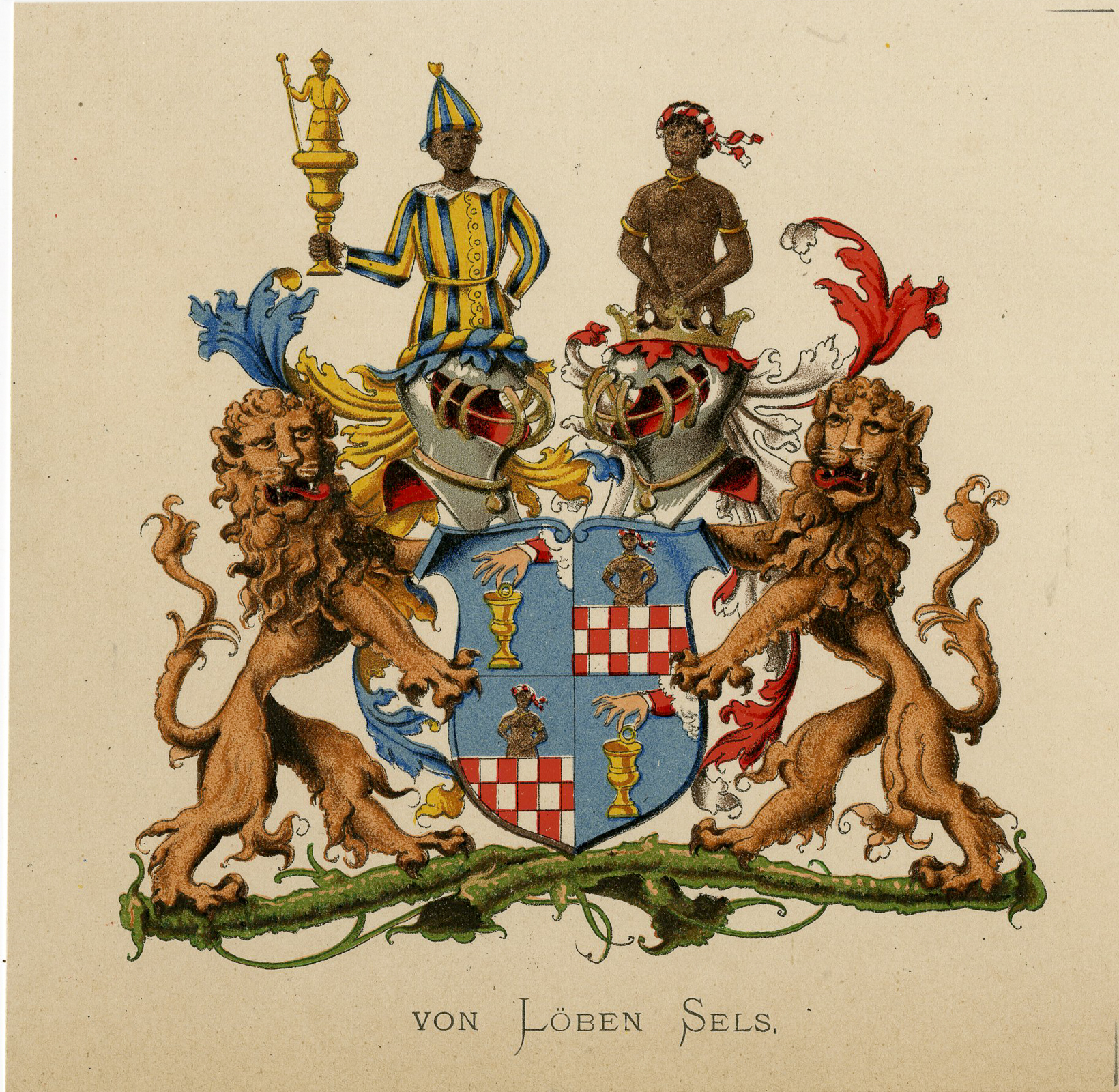 Pco 7624 416x406 Antique Print - VON LÖBEN SELS-COAT OF ARMS-FAMILY CREST-WENNING after VORSTERMAN - 1885