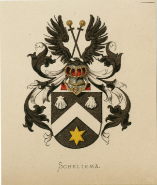 Antique Print - SCHELTEMA-COAT OF ARMS-FAMILY CREST-WENNING after VORSTERMAN - 1885