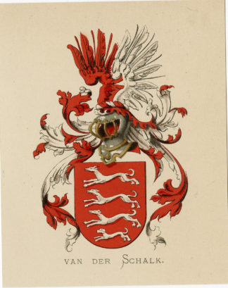 Antique Print - VAN DER SCHALK-COAT OF ARMS-FAMILY CREST-WENNING after VORSTERMAN - 1885