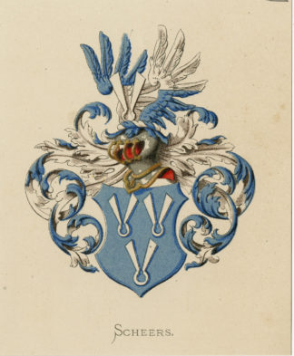 Antique Print - SCHEERS-COAT OF ARMS-FAMILY CREST-WENNING after VORSTERMAN - 1885