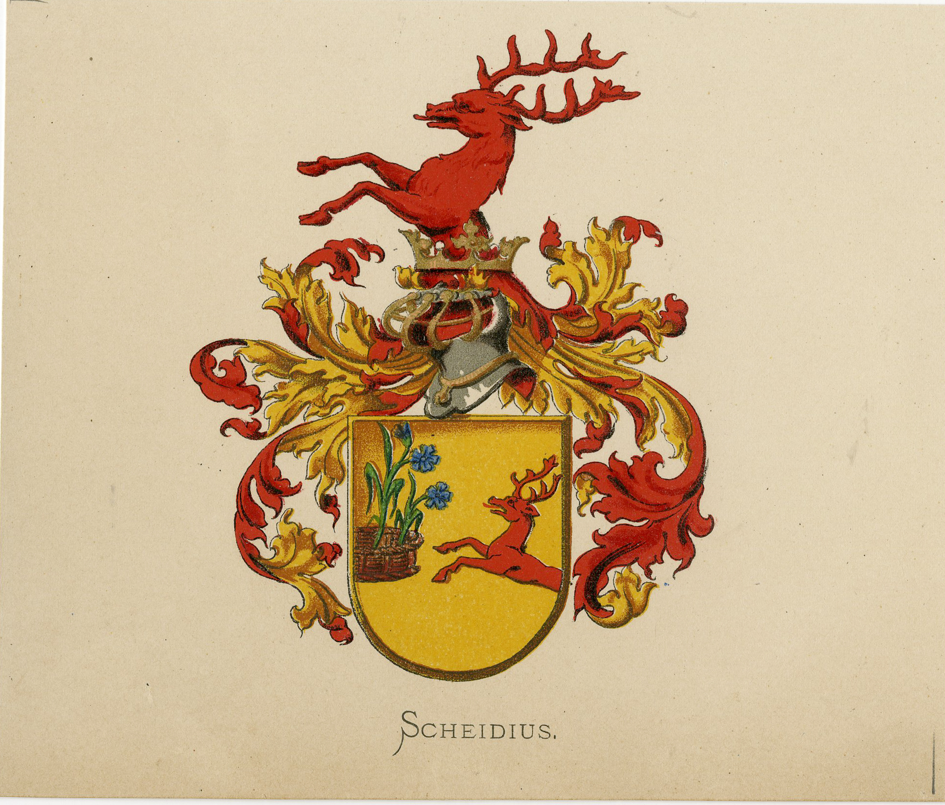 Pco 7628 416x354 Antique Print - SCHEIDIUS-COAT OF ARMS-FAMILY CREST-WENNING after VORSTERMAN - 1885