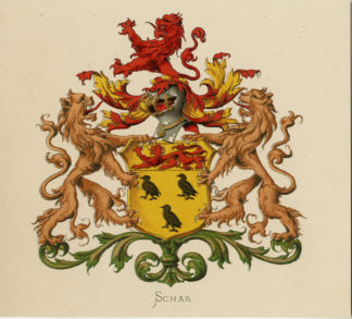 Antique Print - SCHAS-COAT OF ARMS-FAMILY CREST-WENNING after VORSTERMAN - 1885