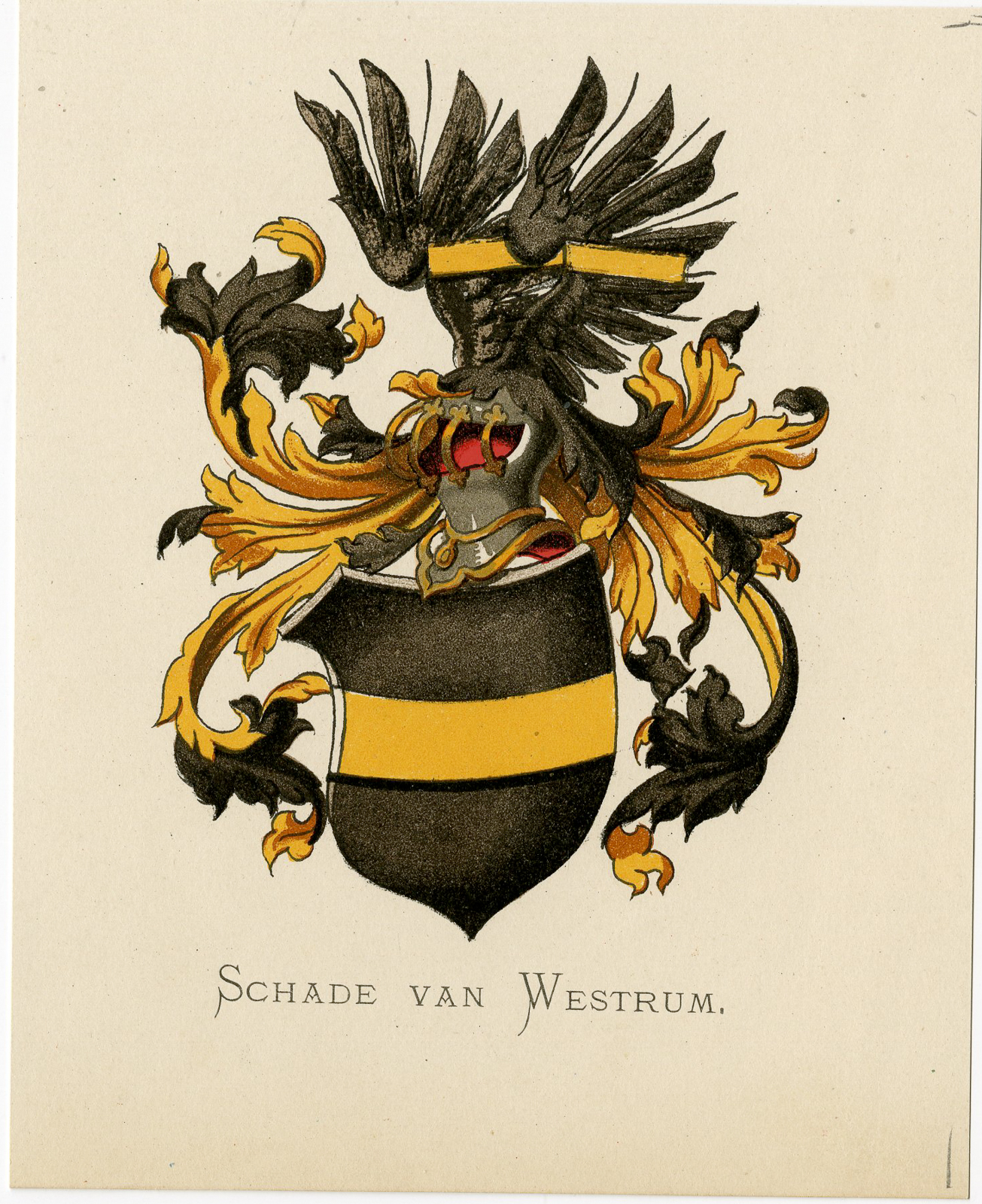 , Antique Print – SCHADE VAN WESTRUM-COAT OF ARMS-FAMILY CREST-WENNING after VORSTERMAN – 1885, Pictura Antique Prints