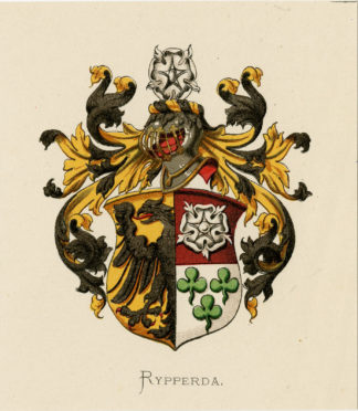 Antique Print - RYPPERDA-COAT OF ARMS-FAMILY CREST-WENNING after VORSTERMAN - 1885