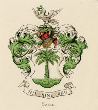 Antique Print - SASSE-COAT OF ARMS-FAMILY CREST-WENNING after VORSTERMAN - 1885