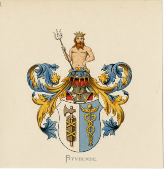 Antique Print - RYNBENDE-COAT OF ARMS-FAMILY CREST-WENNING after VORSTERMAN - 1885