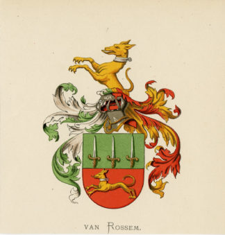 Antique Print - VAN ROSSEM-COAT OF ARMS-FAMILY CREST-WENNING after VORSTERMAN - 1885