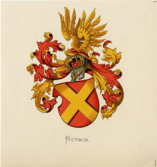 Antique Print - RUYSCH-COAT OF ARMS-FAMILY CREST-WENNING after VORSTERMAN - 1885