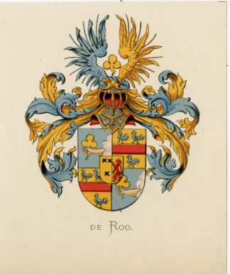Antique Print - DE ROO-COAT OF ARMS-FAMILY CREST-WENNING after VORSTERMAN - 1885