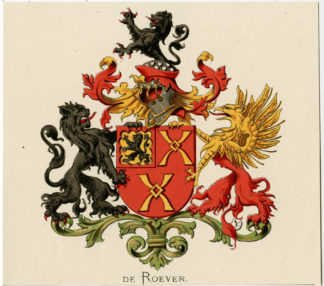 Antique Print - DE ROEVER-COAT OF ARMS-FAMILY CREST-WENNING after VORSTERMAN - 1885