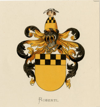 Antique Print - ROBERTI-COAT OF ARMS-FAMILY CREST-WENNING after VORSTERMAN - 1885