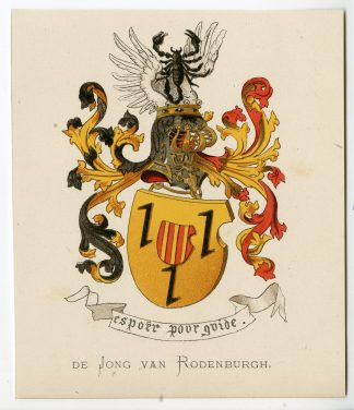 Antique Print - DE JONG VAN RODENBURGH-COAT OF ARMS-FAMILY CREST-WENNING after VORSTERMAN - 1885