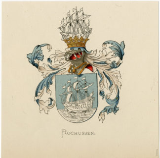 Antique Print - ROCHUSSEN-COAT OF ARMS-FAMILY CREST-WENNING after VORSTERMAN - 1885