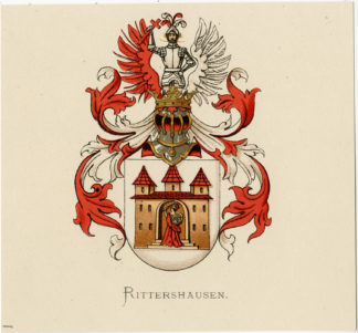 Antique Print - RITTERSHAUSEN-COAT OF ARMS-FAMILY CREST-WENNING after VORSTERMAN - 1885