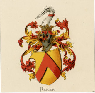 Antique Print - REIGER-COAT OF ARMS-FAMILY CREST-WENNING after VORSTERMAN - 1885