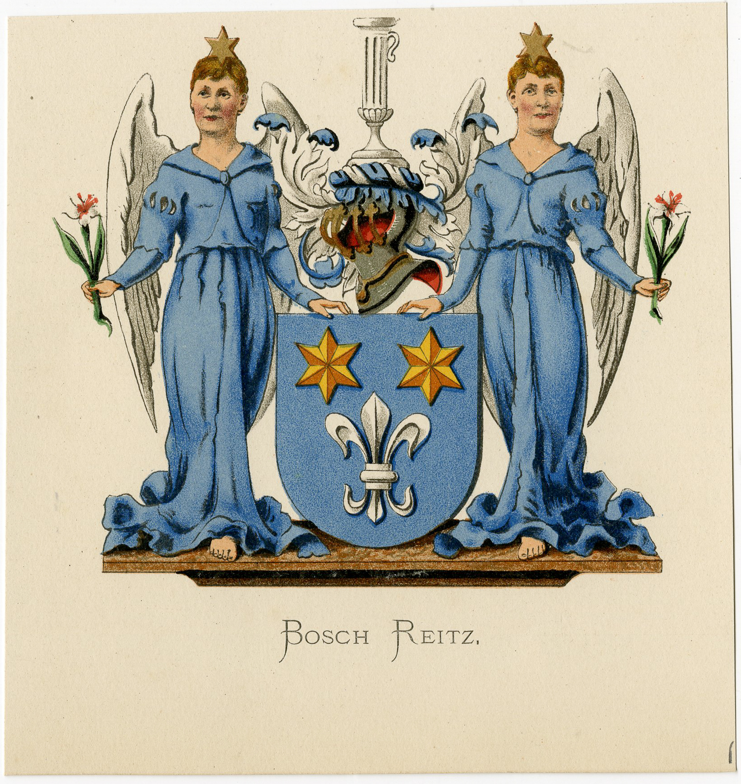 Pco 7658 416x441 Antique Print - BOSCH REITZ-COAT OF ARMS-FAMILY CREST-WENNING after VORSTERMAN - 1885