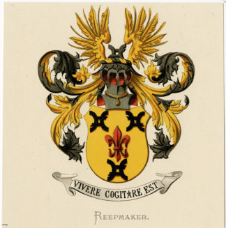 Antique Print - REEPMAKER-COAT OF ARMS-FAMILY CREST-WENNING after VORSTERMAN - 1885