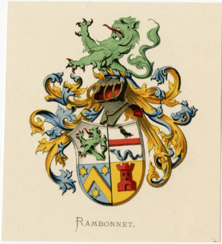 Antique Print - RAMBONNET-COAT OF ARMS-FAMILY CREST-WENNING after VORSTERMAN - 1885