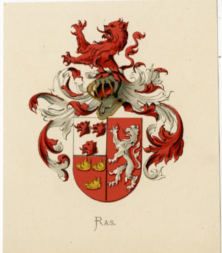 Antique Print - RAS-COAT OF ARMS-FAMILY CREST-WENNING after VORSTERMAN - 1885