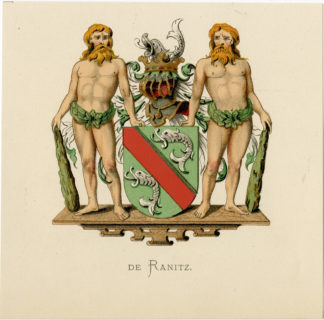 Antique Print - DE RANITZ-COAT OF ARMS-FAMILY CREST-WENNING after VORSTERMAN - 1885