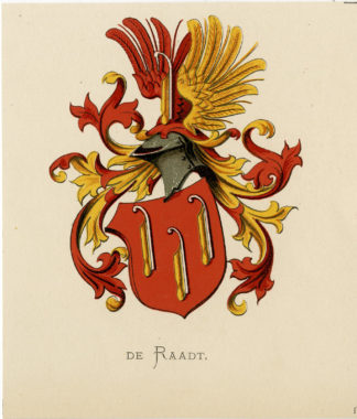 Antique Print - DE RAADT-COAT OF ARMS-FAMILY CREST-WENNING after VORSTERMAN - 1885