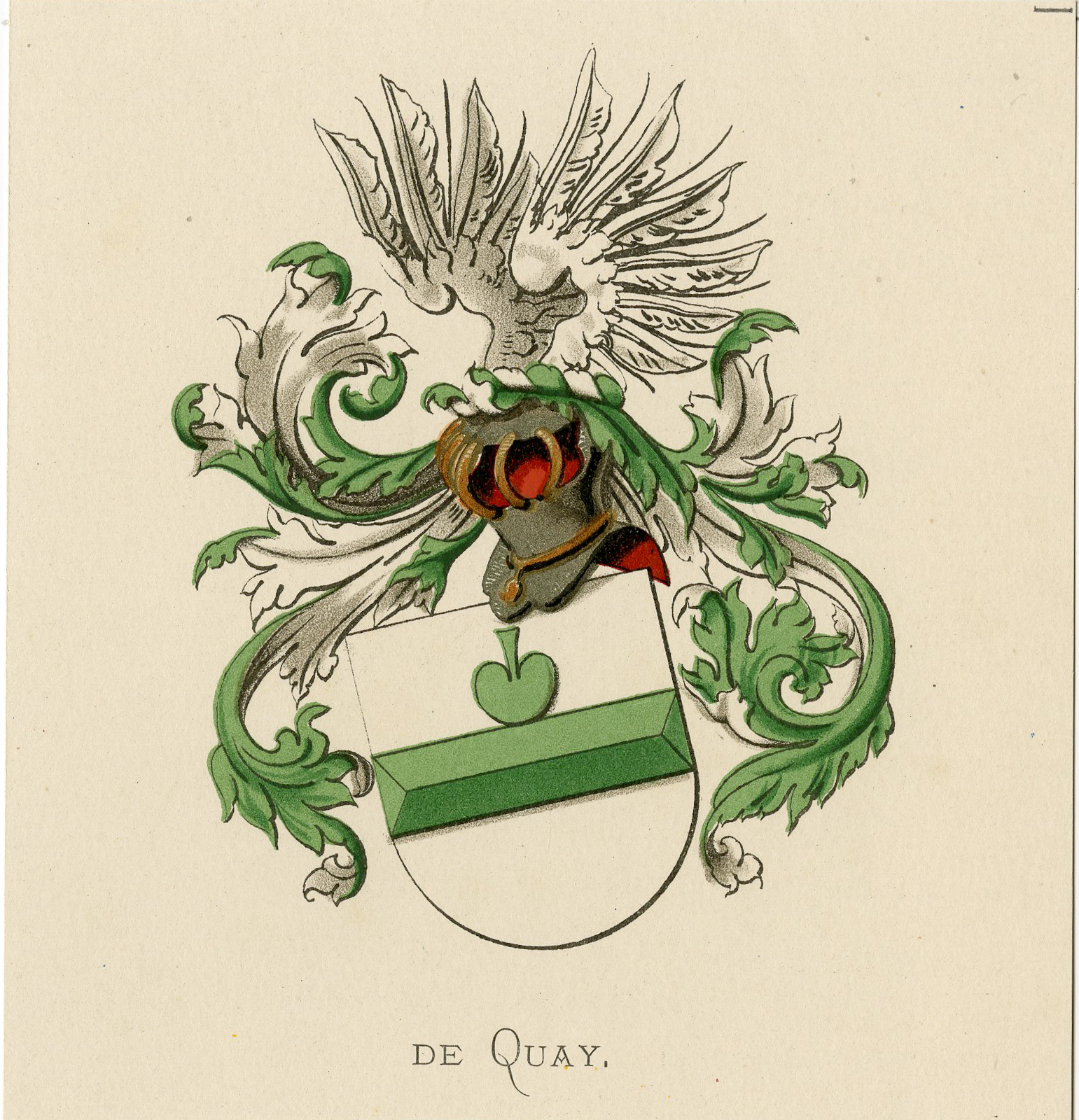 , Antique Print – DE QUAY-COAT OF ARMS-FAMILY CREST-WENNING after VORSTERMAN – 1885, Pictura Antique Prints