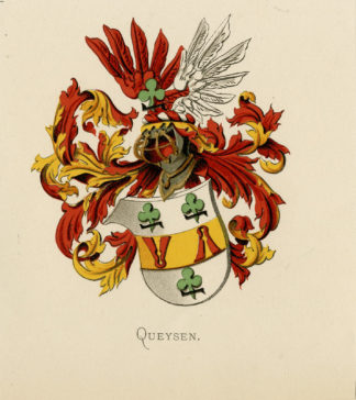 Antique Print - QUEYSEN-COAT OF ARMS-FAMILY CREST-WENNING after VORSTERMAN - 1885