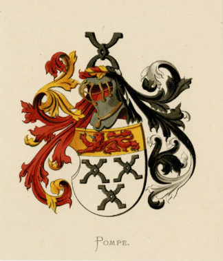 Antique Print - POMPE-COAT OF ARMS-FAMILY CREST-WENNING after VORSTERMAN - 1885