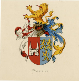 Antique Print - PORTIELJE-COAT OF ARMS-FAMILY CREST-WENNING after VORSTERMAN - 1885