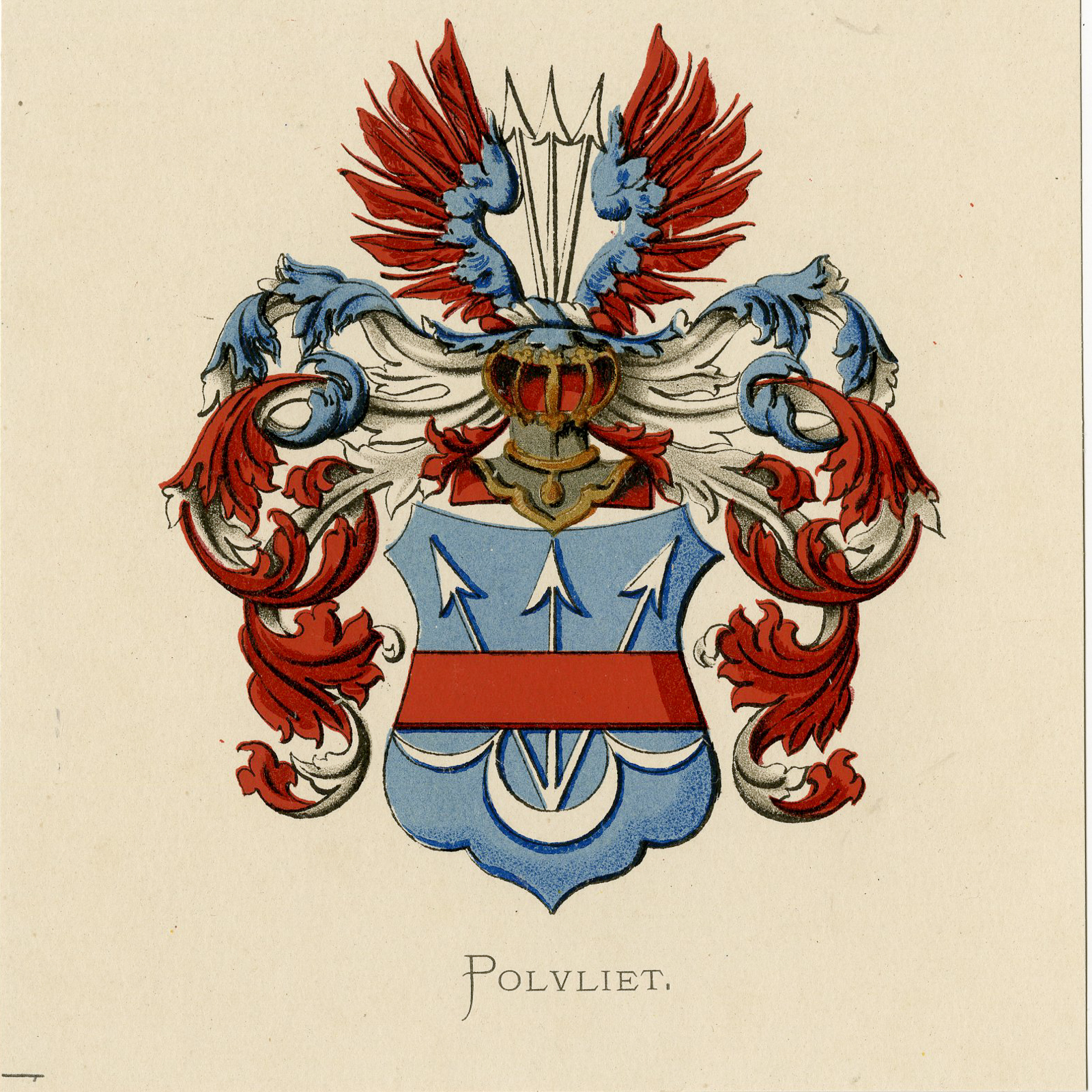 , Antique Print – POLVLIET-COAT OF ARMS-FAMILY CREST-WENNING after VORSTERMAN – 1885, Pictura Antique Prints