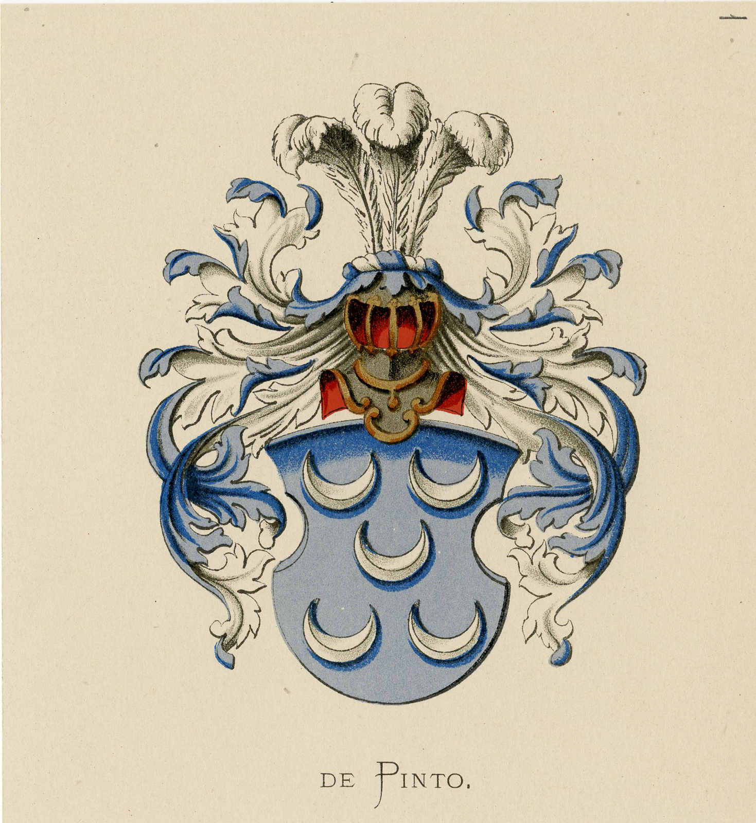 Pco 7679 416x453 Antique Print - DE PINTO-COAT OF ARMS-FAMILY CREST-WENNING after VORSTERMAN - 1885