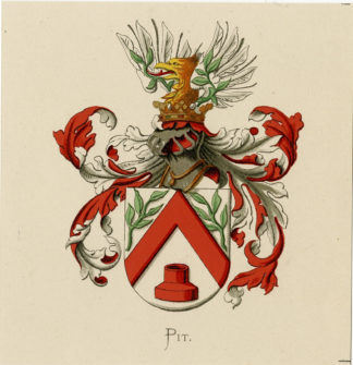 Antique Print - PIT-COAT OF ARMS-FAMILY CREST-WENNING after VORSTERMAN - 1885