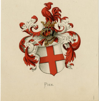 Antique Print - PIEK-COAT OF ARMS-FAMILY CREST-WENNING after VORSTERMAN - 1885