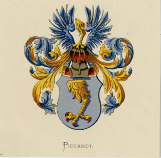 Antique Print - PICCARDT-COAT OF ARMS-FAMILY CREST-WENNING after VORSTERMAN - 1885