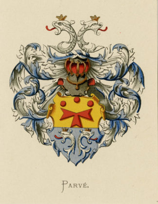 Antique Print - PARVÉ-COAT OF ARMS-FAMILY CREST-WENNING after VORSTERMAN - 1885