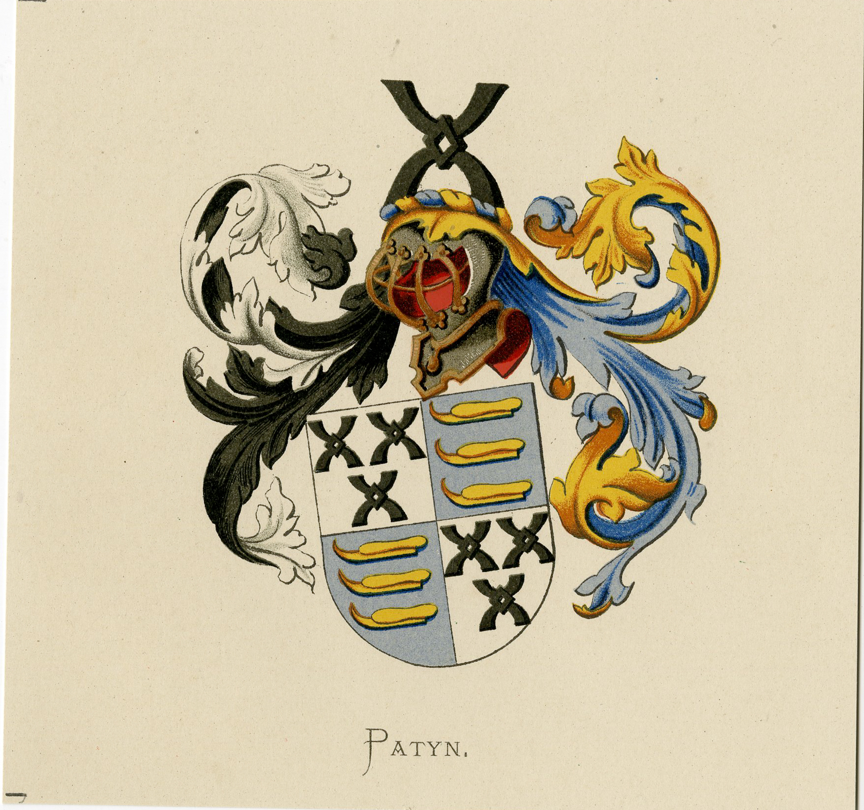 , Antique Print – PATYN-COAT OF ARMS-FAMILY CREST-WENNING after VORSTERMAN – 1885, Pictura Antique Prints